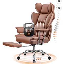 🔥Brand new🔥 Big and Tall Office Chair 500LBS Wide Seat Ergonomic Computer Desk Chair, PU Leather Executive Office Chair with Footrest, Adjus