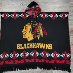 Chicago Black Hawks Hooded Poncho,gaban,winter Coat,jacket,sweater,native,Mexican Clothes,cubs,white Sox,bears