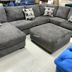 
■ASK DISCOUNT COUPON💫  sofa Couch Loveseat Living room set sleeper recliner daybed futon /bblinas Smoke Gray Raf Or Laf Sectional 