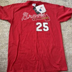 Vintage Majestic Atlanta Braves Andrew Jones T Shirt Jersey Size Large In Men’s, Not Acuña, Riley, Ozuna, Olson, Harris, Albies