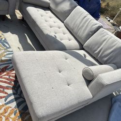 Gray L Sectional Sofa Couch