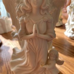 PartyLite Angel Of Light Hope Candle Holder Taper & Cherub Holding Glass Bird