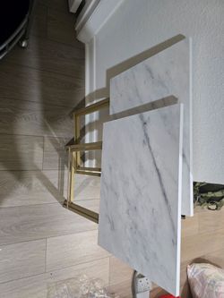 Marble Top Coffee Table Set with Gold Frame