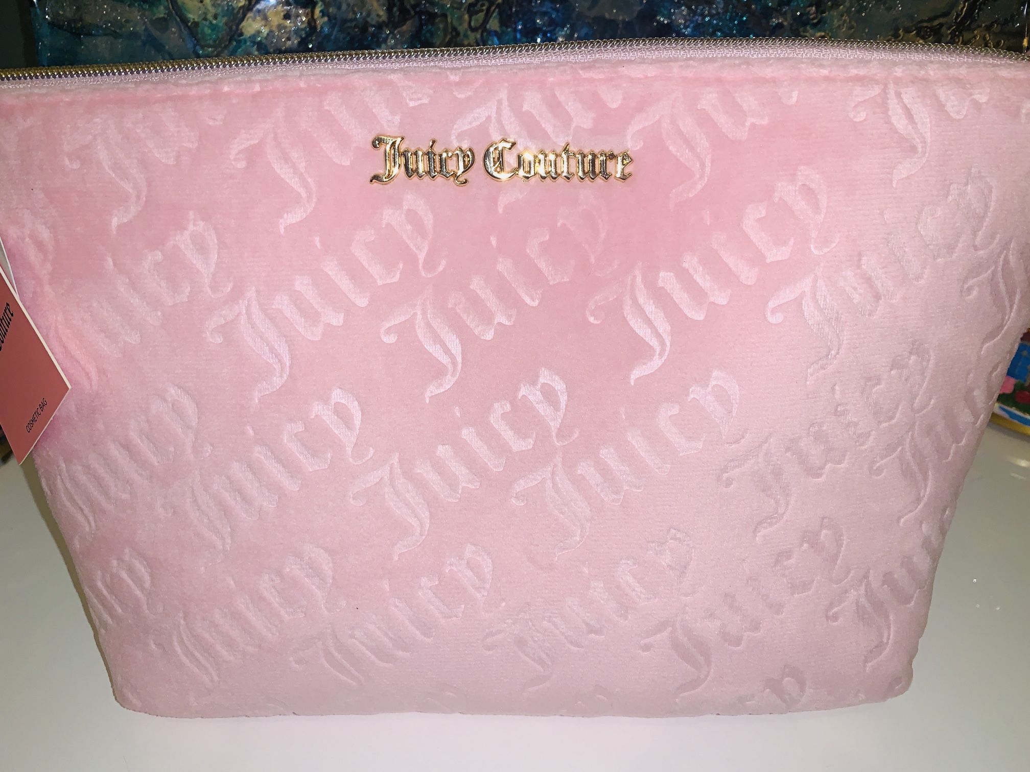 Juicy Couture Makeup Bag Velour Neon Green Logo Travel Cosmetic Bag NWT