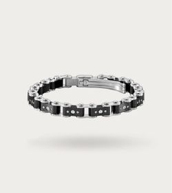 BLACK AND STEEL 9.5MM BICYCLE BRACELET