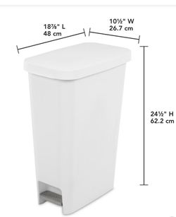 White slim step trash can