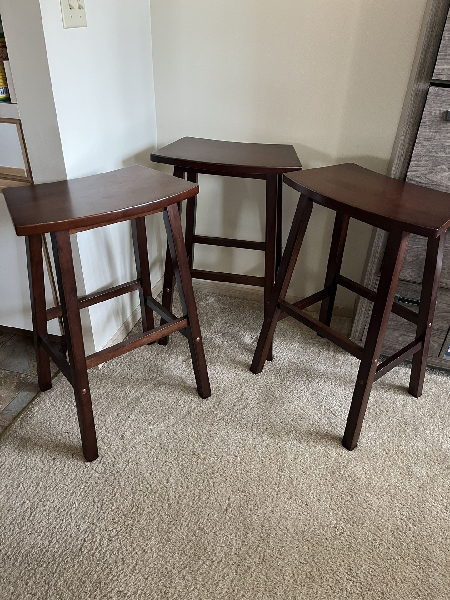 3 Brand New Wooden Barstools