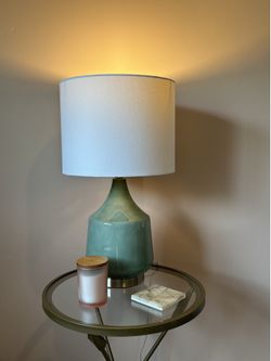 Modern Green Ceramic Lamp with Brass Base