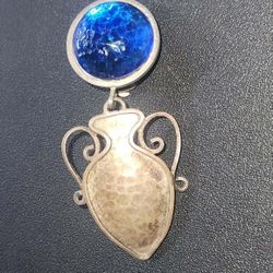 VINTAGE STERLING SILVER BLUE GEM STONE DOMINIQUE AURIENTIS PARIS CLIP ON EARRING JEWELRY COLLECTABLE 