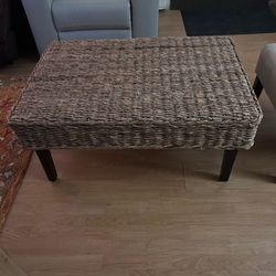 Rectangular Woven Rope Light Brown Coffee Table