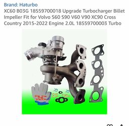 XC60 B03G Upgrade Turbocharger Billet Impeller Fit for Volvo S60 S90 V60 V90 XC90 Cross Country 2015-2022 Engine 2.0L Turbo