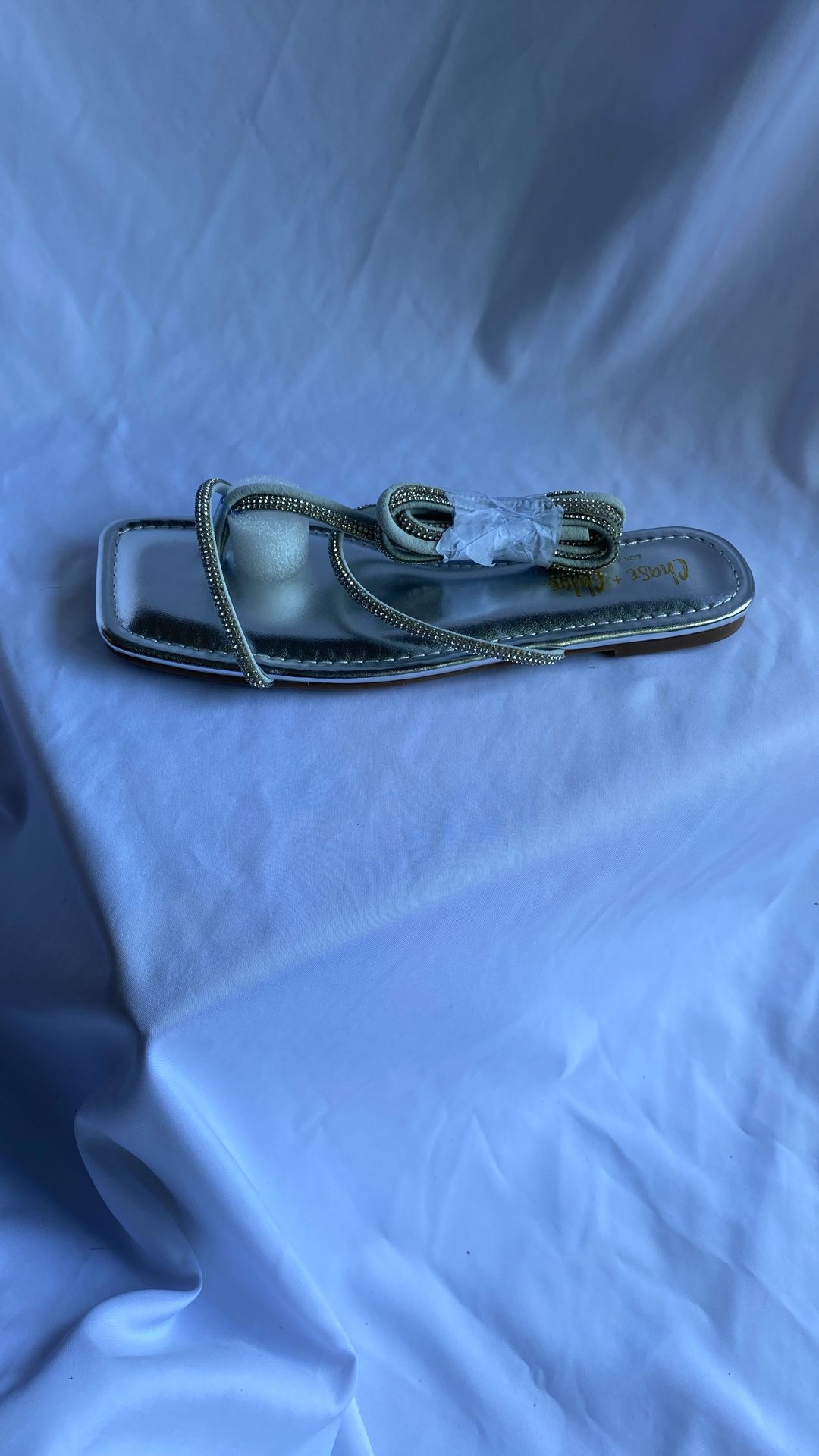 Womens Silver Wrap Tie Sandals SIZE 8.5