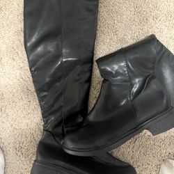 New Black Knee High Boots 
