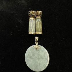14k gold & jade earring/pendant set!