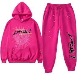 Pink Spider Hoodie Set