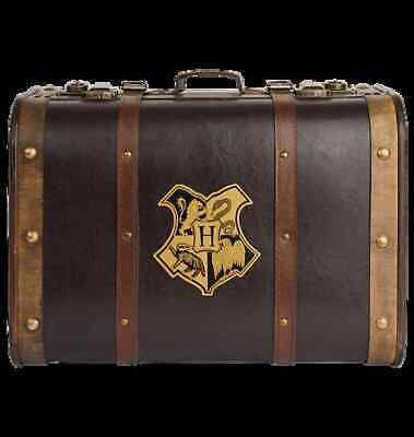 Harry Potter Hogwarts Stationary Brown Leather Wood Luggage Suitcase Trunk LARGE With 2- Wands, Clothing, School Robe, KnHat,scraf, Banner, Tiei OBO