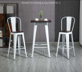 Lumisource Oregon Transitional Bar/Pub Table Espresso Brown/Vintage White - STOOLS NOT INCLUDED - 23.5"D x 42"H x 23.5"W