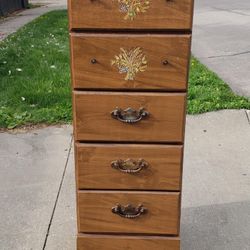 Vintage 5 Drawer Wood Lingerie / Sock Chest Of Drawers