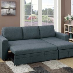 Brand New Grey Sectional Sofa Storage Sleeper 
