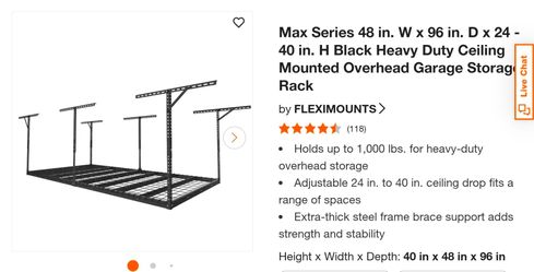 Flexi Mounts 48x96x24 - 40"H Overhead Garage Storage