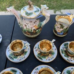 Capodimonte Dragon Cupid Tea Set