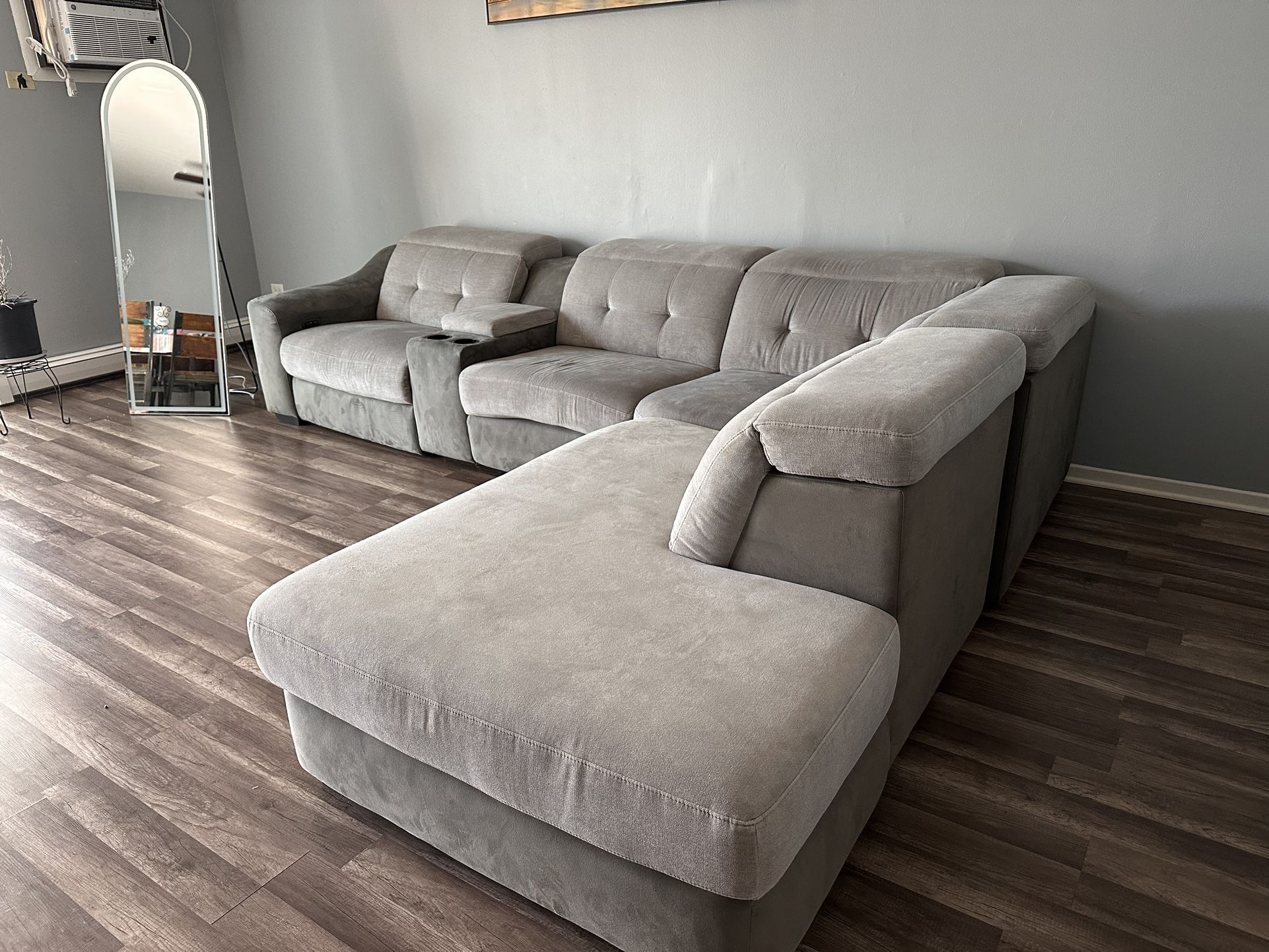 Aesthetic Gray Cloth Couch semi worn, Dividers o