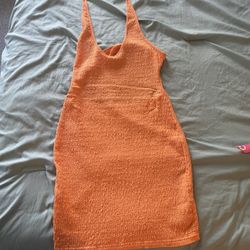 SHEIN Orange Body Con Halter Top Dress