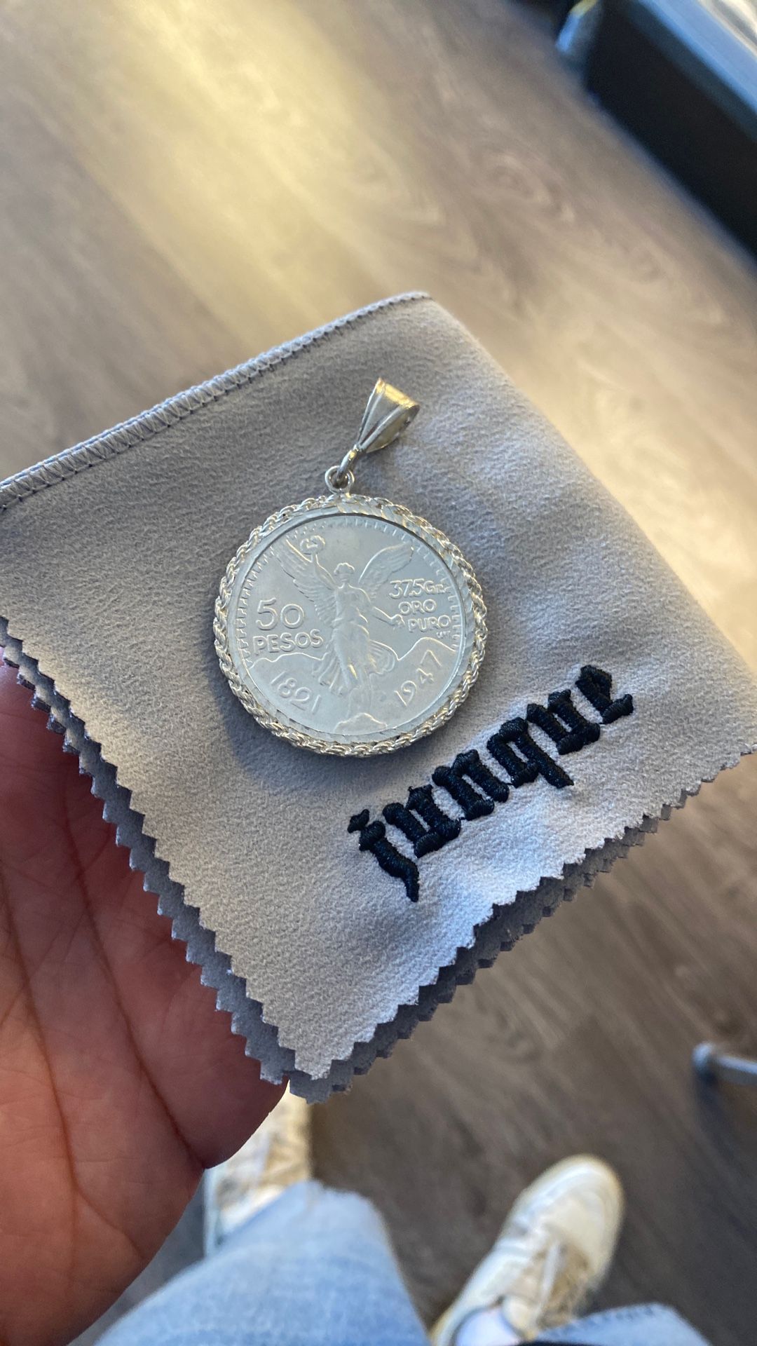 .925 Sterling Silver Centenario Coin With Rope Style Bezel