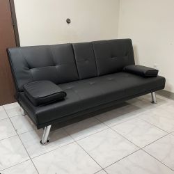 $155 (New) Futon sofa bed convertible folding recliner couch living room furniture, size 65x30x31” 