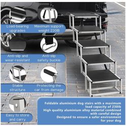 Deergym Dog Stairs for Large Dogs - 5 Step Wide 16in High 34in Foldable Dog Ramp