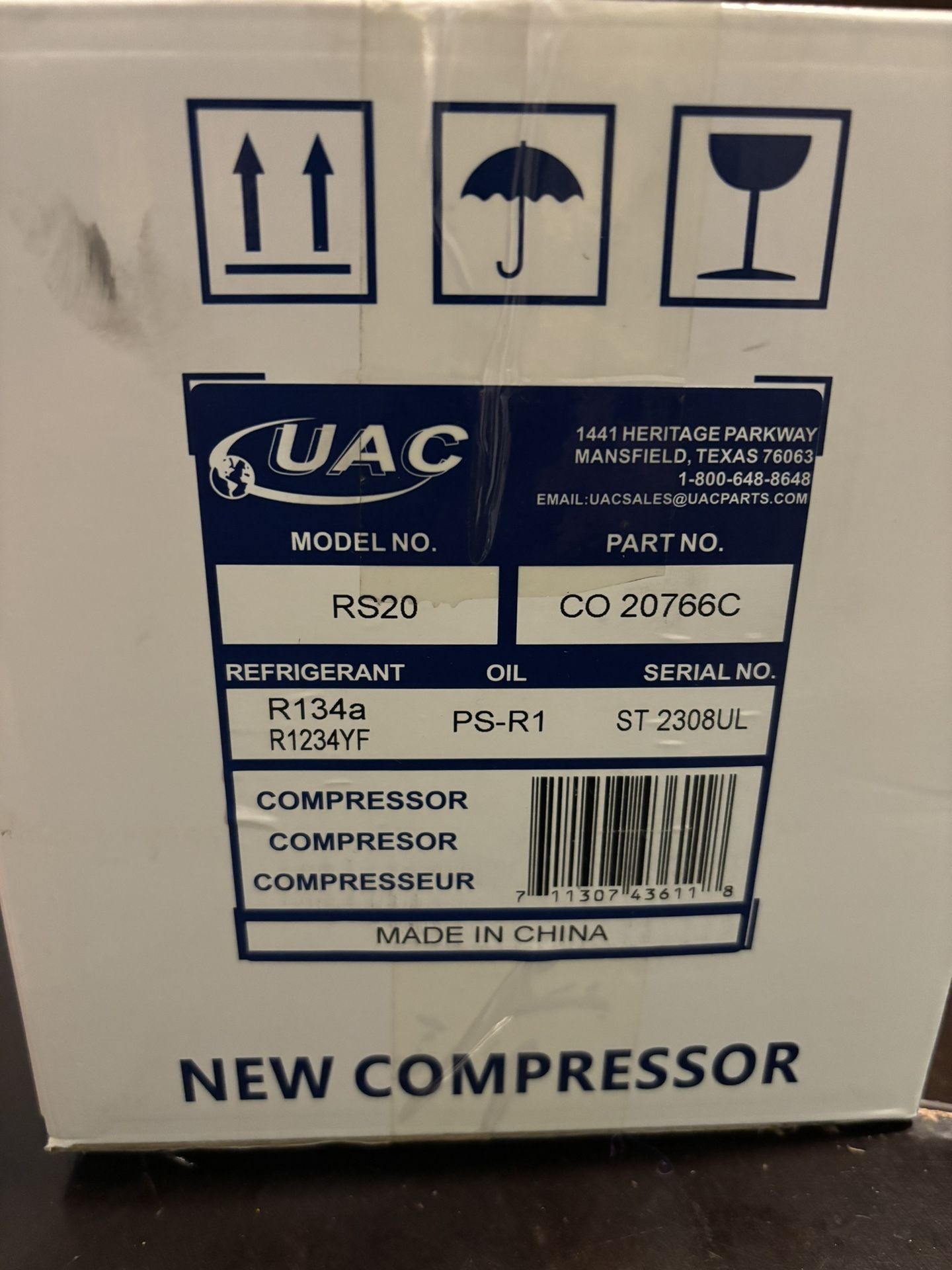 UAC New UAC CO 20766C A/C Compressor -- RS20 Compressor