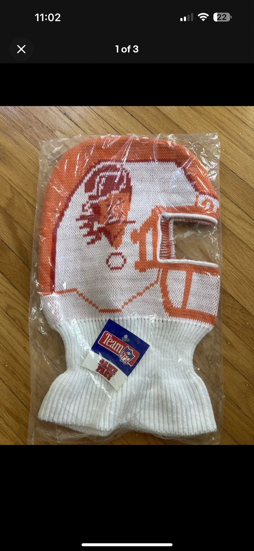 Tampa Bay buccaneers Knit Hat Helmet Game Face VINTAGE 1990 Cap Made in The USA