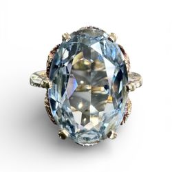 8kt Gold Antique Light Blue Stone Ring