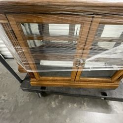 Oak Lighted Credenza/China Cabinet/TV 
