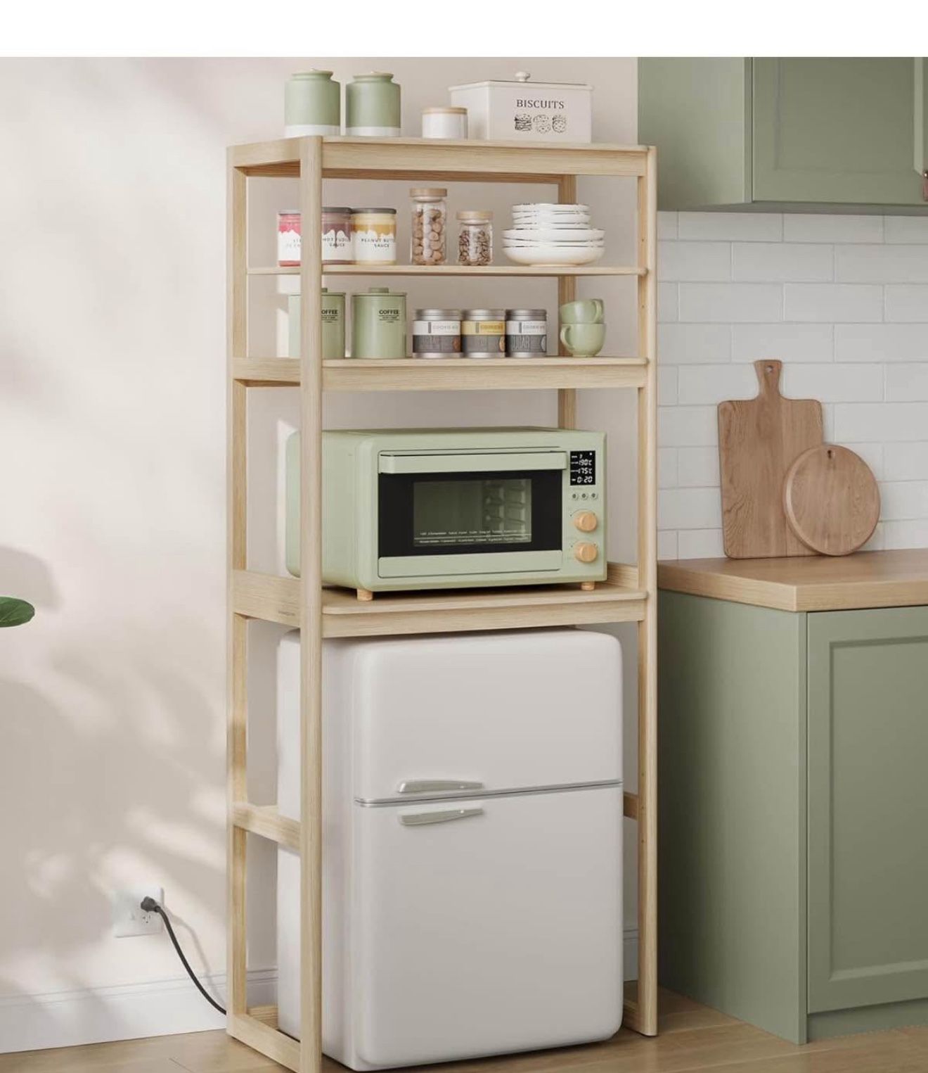 2 Colors:  HOME Kitchen Bakers Rack with Power Outlet 