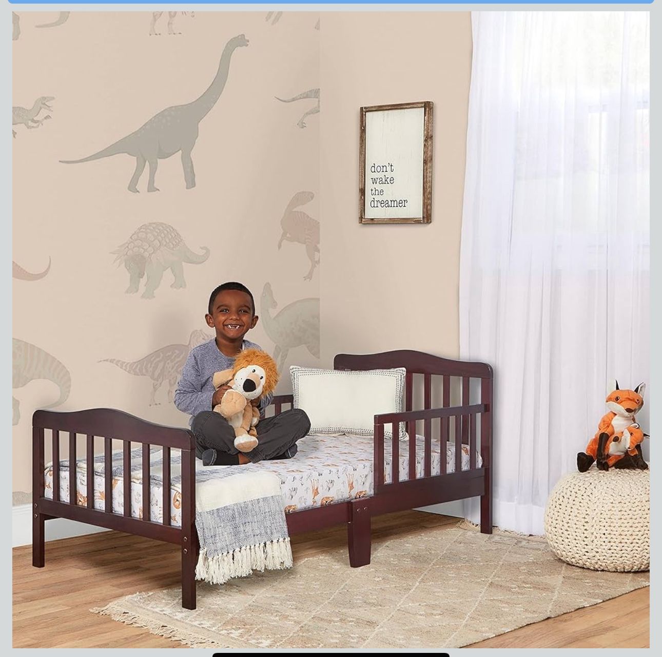 Dream On Me Classic Design Toddler Bed In Espresso Greenguard Gold And JPMA Certified Low To Floor Design Two Side Safety rails Non Toxic Finishes