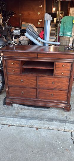 Dark Wood Dresser with Open Shelving