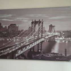 CUADRO ABSTRACTO DE PARED DEL PUENTE DE BROOKLYN EN NY