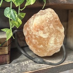 Natural Himalayan Pink Salt Lamp with Wooden Base & Dimmer Cord
