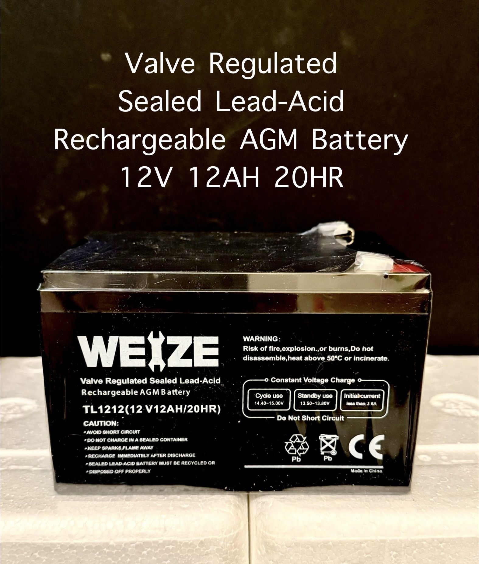 Valve Regulated Sealed Lead-Acid Rechargeable AGM Battery