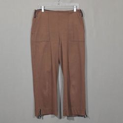 Lyssé Frances Crop Jeans Women’s L Brown High Waist Wide Leg Stretch