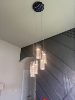 Essence 29-watt 5 LED hanging pendant light fixture with bubble glass shade