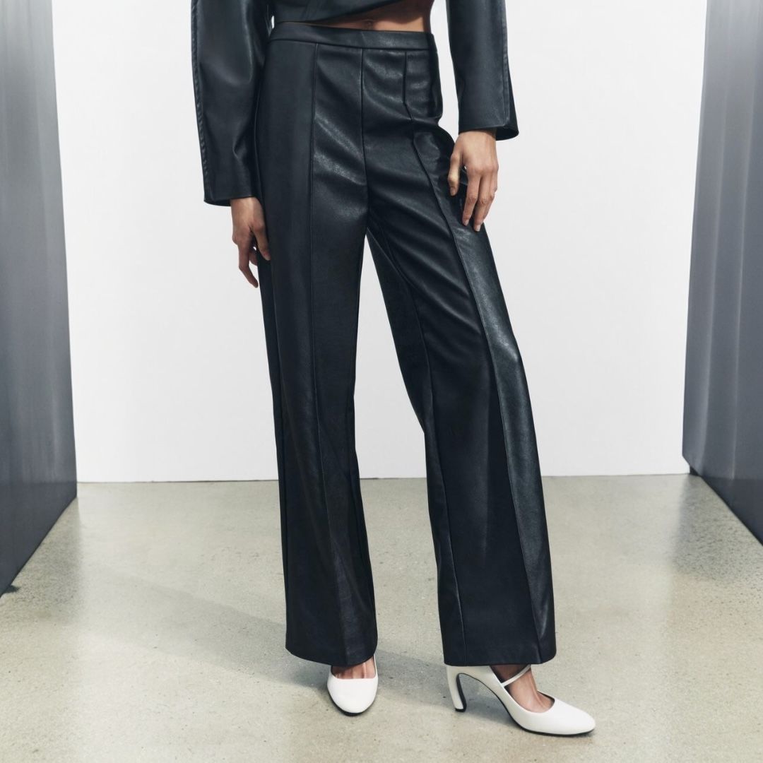 Zara Black Faux Leather Bootcut Pants - Chic & Versatile β¨π
