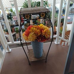 Plant Stand 31" Tall, $30.,reduced $25. Vintage Milk Pail $10.  I. See Description For Size.3