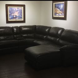 Leather Raymour And Flanagan Recliner Couch With Chase