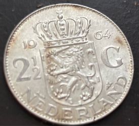 2 1/2 Gulden 1964. Vintage coin of Nederland