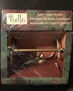 Brand-New Antique Gold-Tone Metal Toilet Tissue Holder