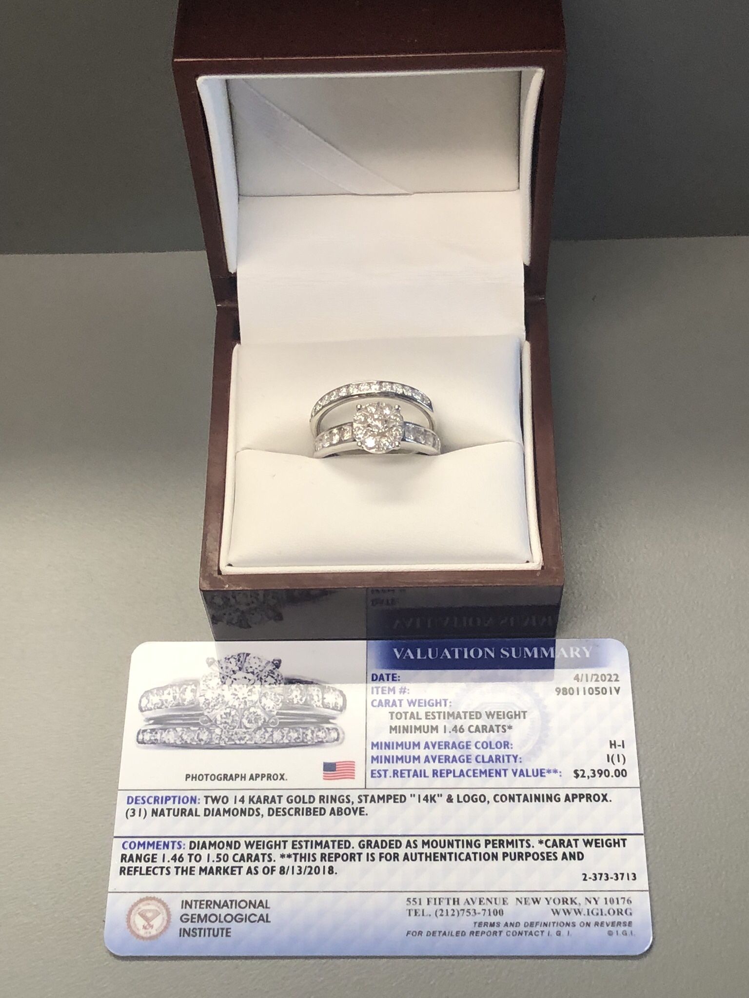Engagement ring, and wedding cluster
