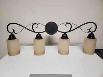 4-Light Vanity/Bathroom Light + Amber Frosted Glass Shades