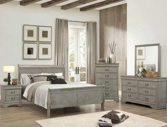 6pc Queen Sleigh Bedroom Set Brand New 5 Colors